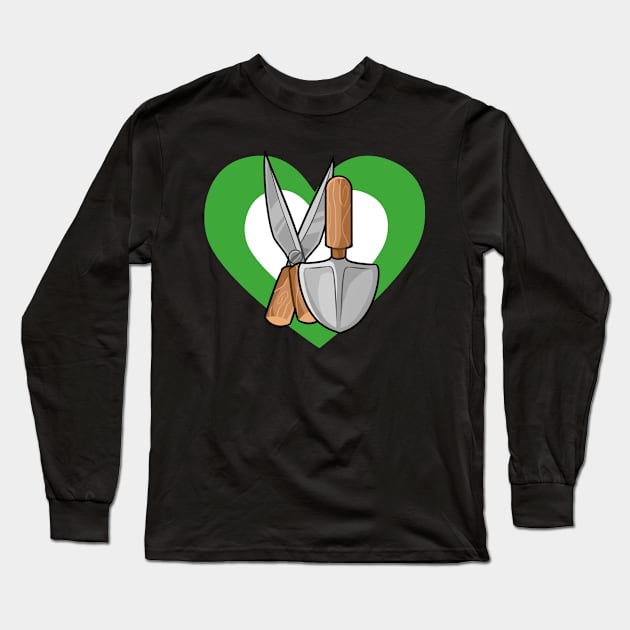 Cute Garden Tool Heart for Gardeners Long Sleeve T-Shirt by HeartsandFlags